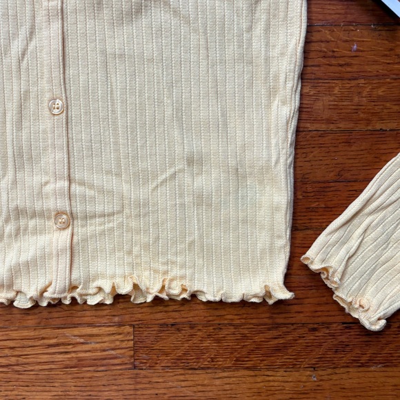 Abound Yellow Pointelle Knit Cardigan Top M - Picture 5 of 5